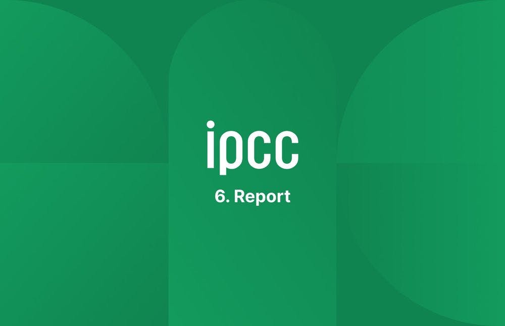 Das IPCC Logo und ein Text "6. Report"