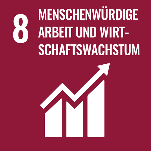 Das Logo für SDG 8, Menschenwürdige Arbeit und Wirtschaftswachstum
